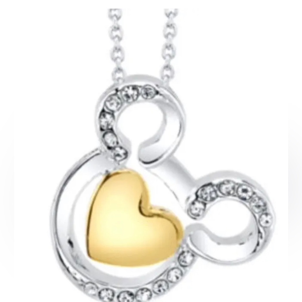 NEW Disney Mickey 90th Collection Crystal Pure Silver Gold Two-Tone 18" Necklace - Picture 3 of 7